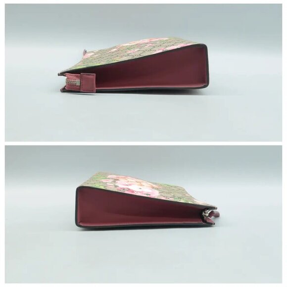 100% Authentic GUCCI Blooms Brown Canvas Clutch Bag 550-091524 - Picture 4 of 12